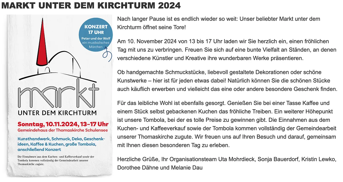 Markt unterm Kirchturm Plakat 2024